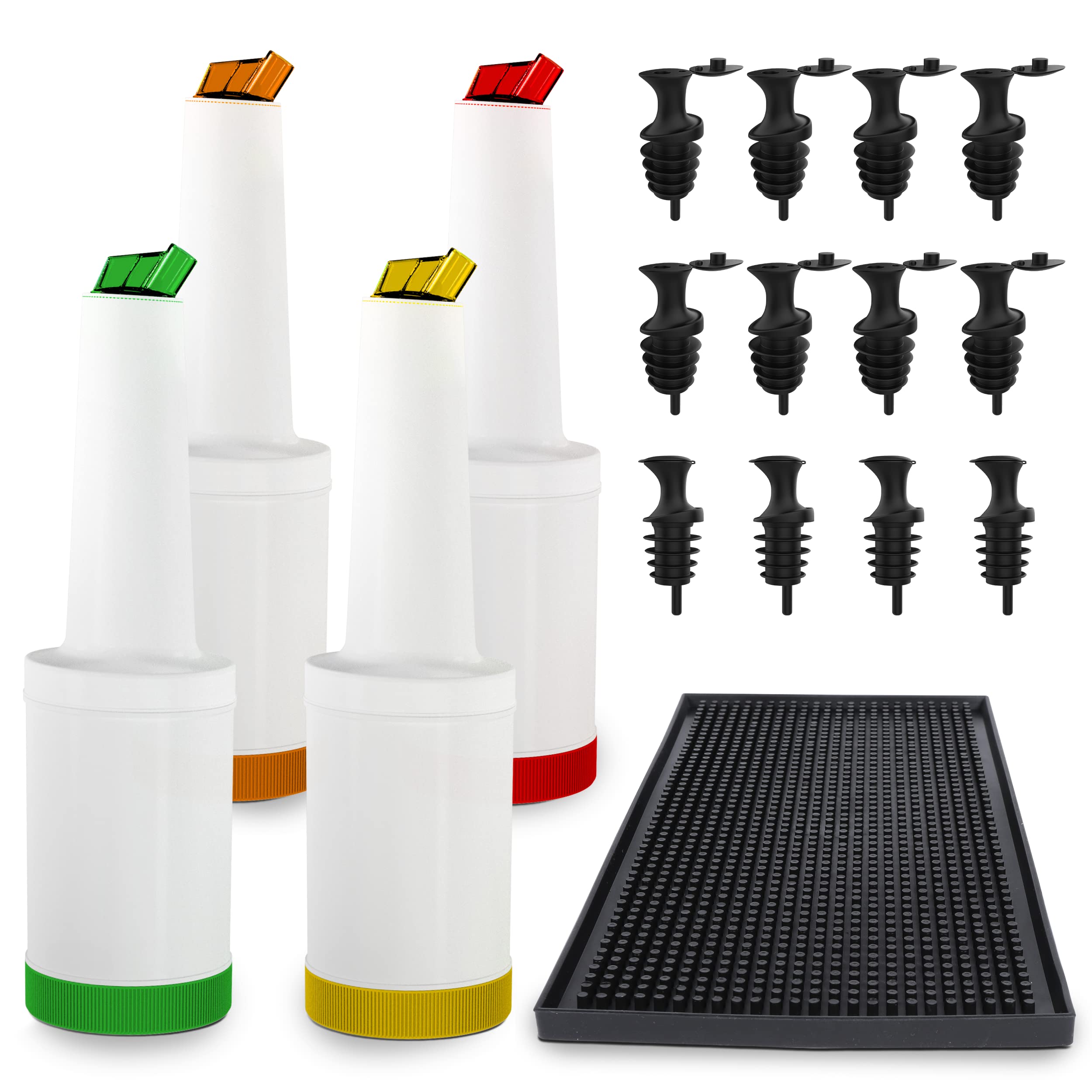 4 Save N Serve Bottles, 1 Bar Mat image 1