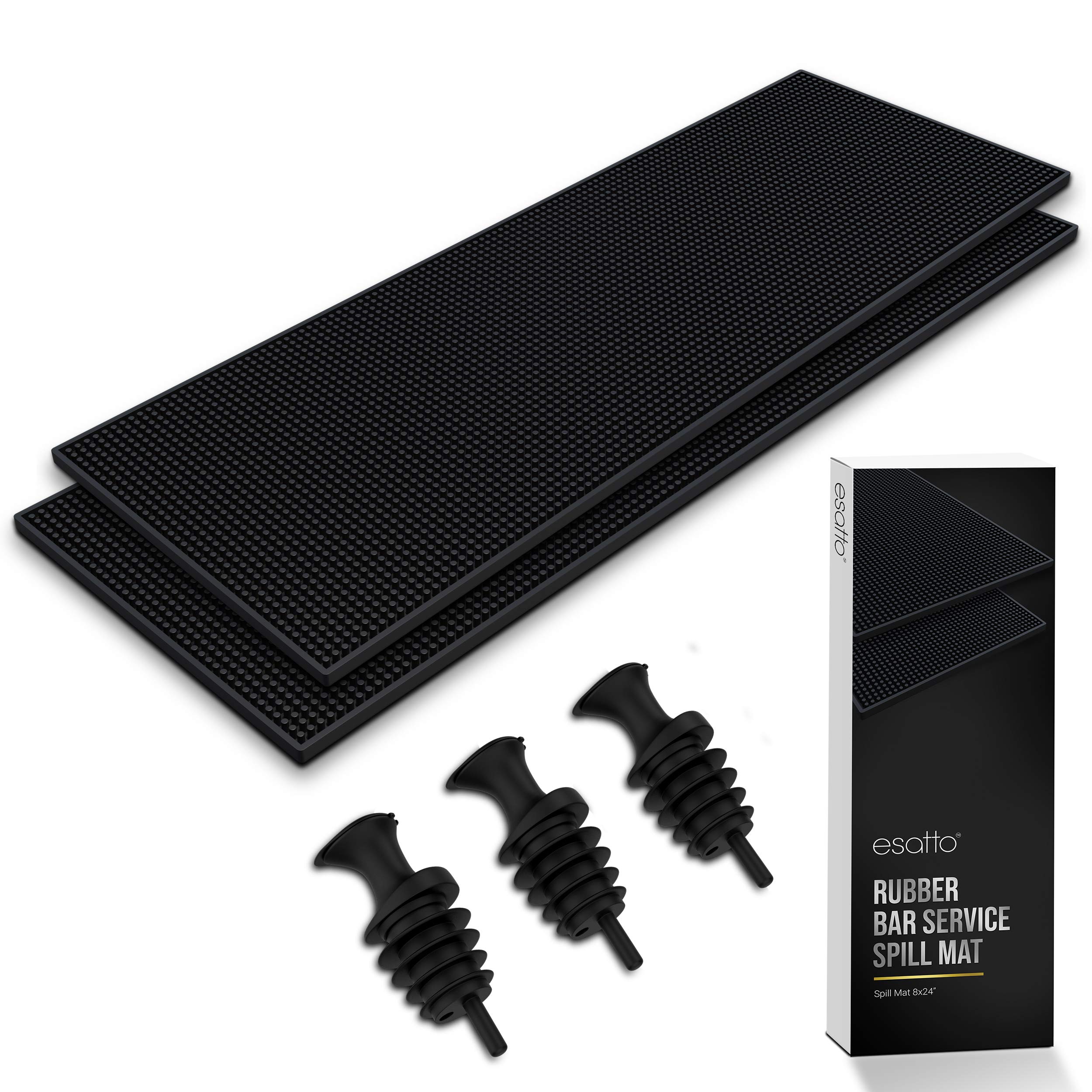 Set of 2 Wide Bar Mats 8 X 24" with 3 Pourers image 1