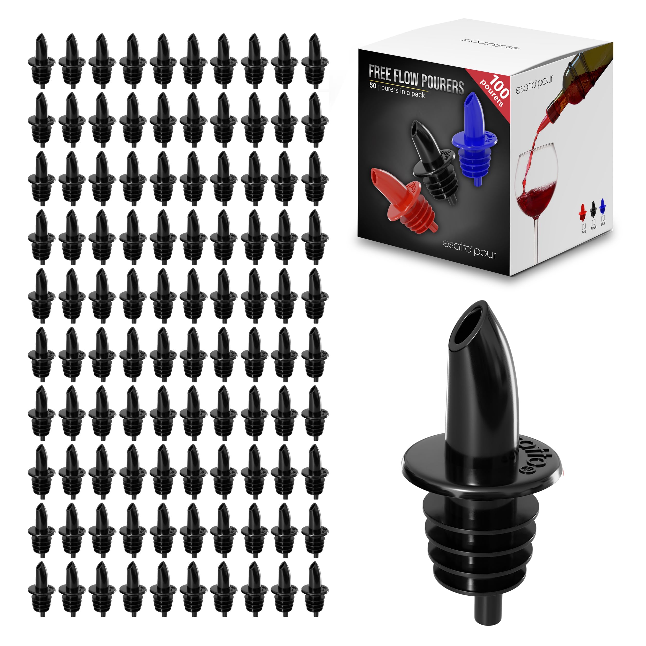100 Pack Plastic Pourer, Black