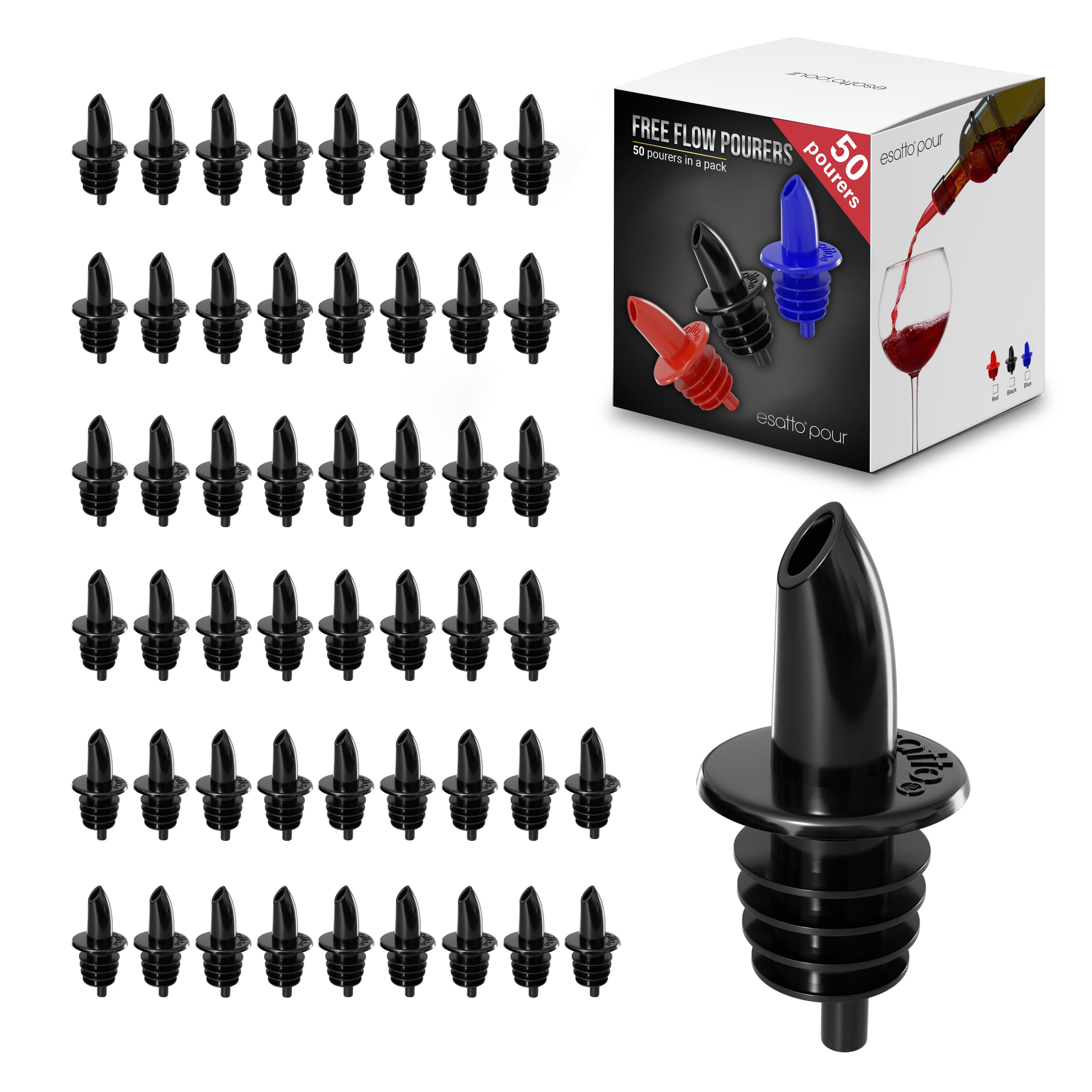 13 Pack Plastic Pourer, Black