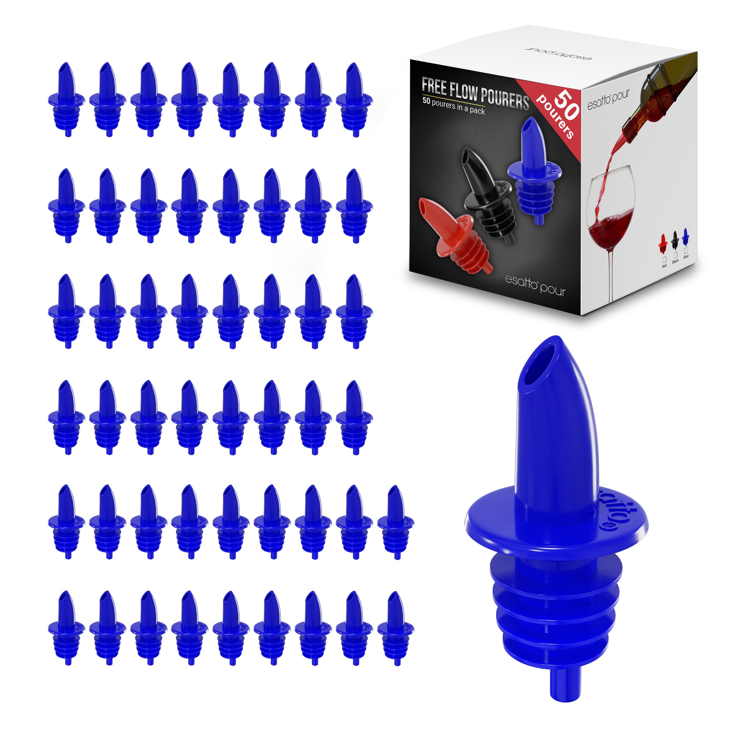 Plastic Pourer 1 Piece, Medium Flow, Pack Of 50 Pieces, Blue