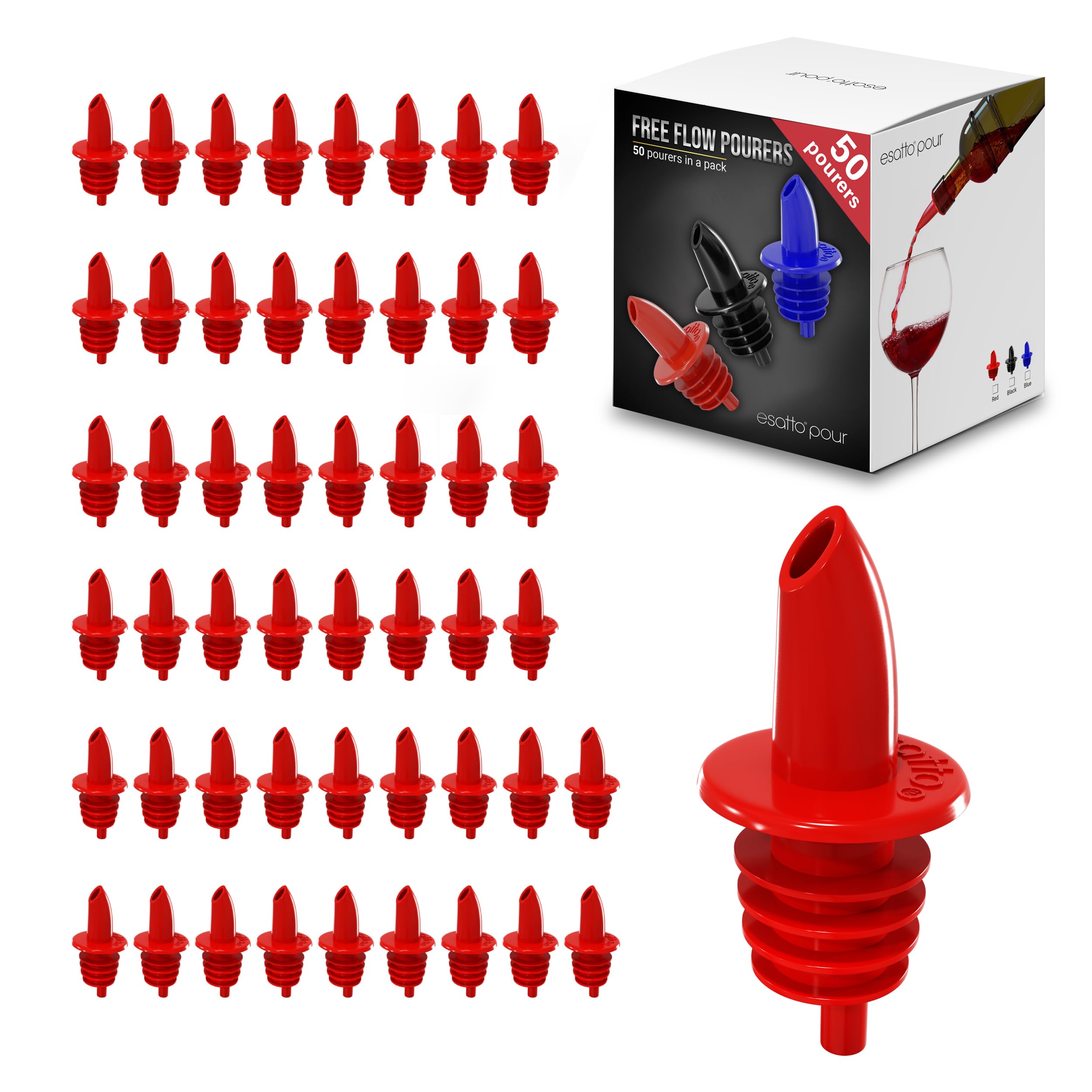 Plastic Pourer 1 Piece, Medium Flow, Pack Of 50 Pieces, Red