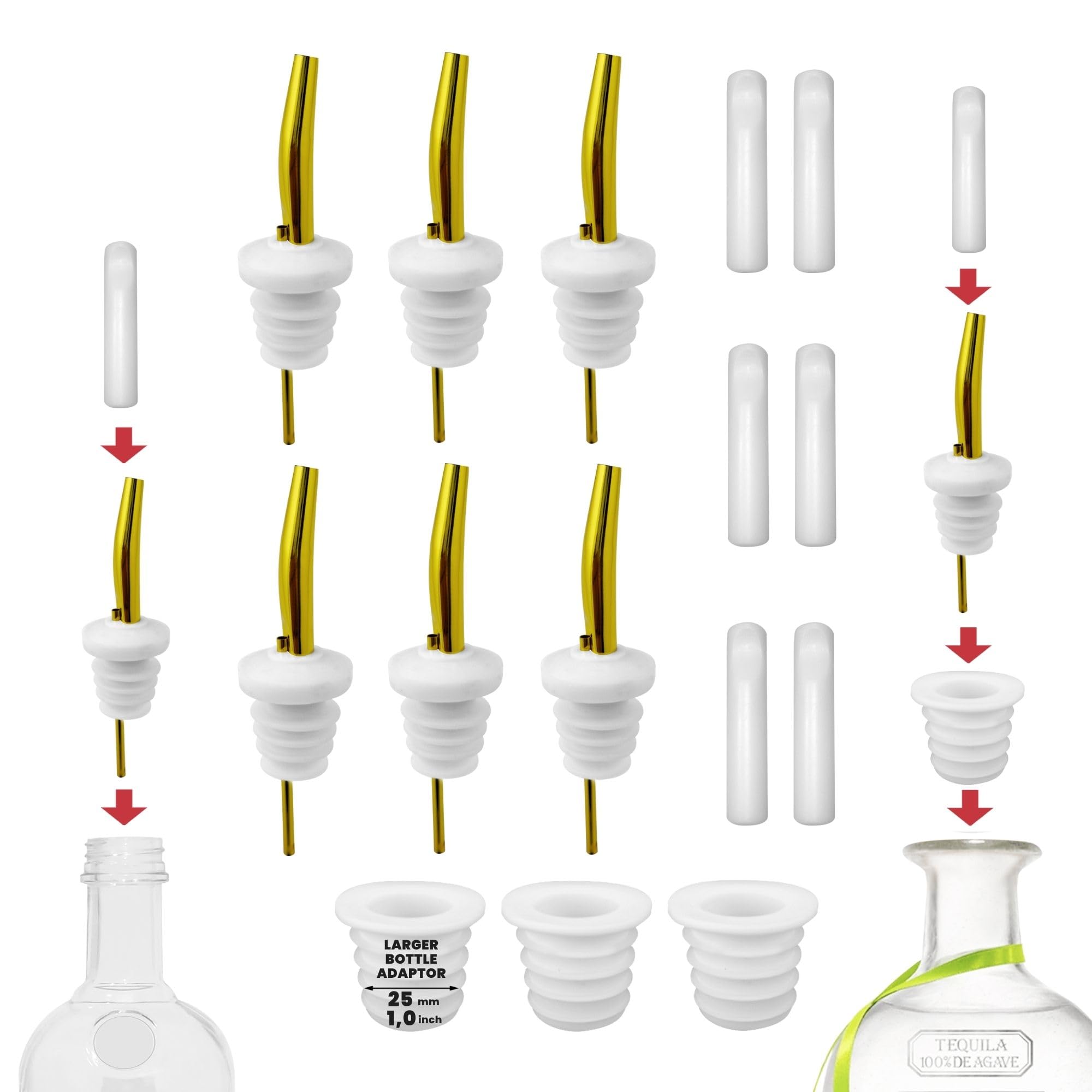 Stainless Steel Drip-Free Liquor Pourers, Gold